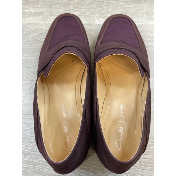 Clarks Pure Iris Women's US 7M Purple Leather Slip-On Driving Penny Loafer Shoes - Picture 8 of 10